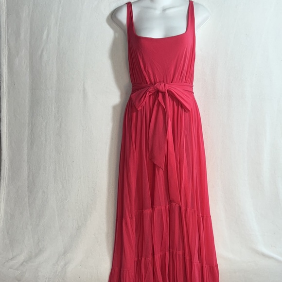 Fuzzi Made in Italy Pink Tiered Maxi dress Size L - Picture 2 of 9